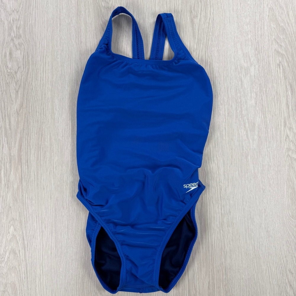 Speedo Pro LT Womens One Piece Swimsuit Blue Athletic Training Swim Size 8 34